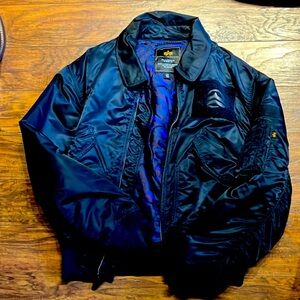 Alpha Industries men’s navy bomber flight jacket, size LARGE, NEW NEVER WORN